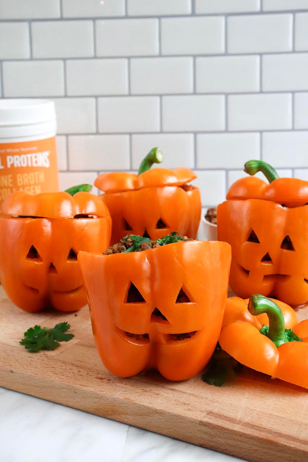 Stuffed Bell Peppers That Look Like Mini Jack-o'-Lanterns | Vital Proteins