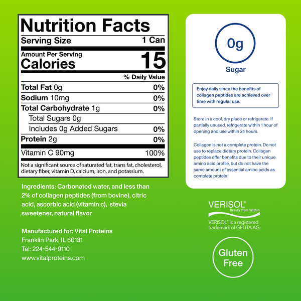 |CSWLL12| Collagen Sparkling Water Lemon Lime | Supplement Facts