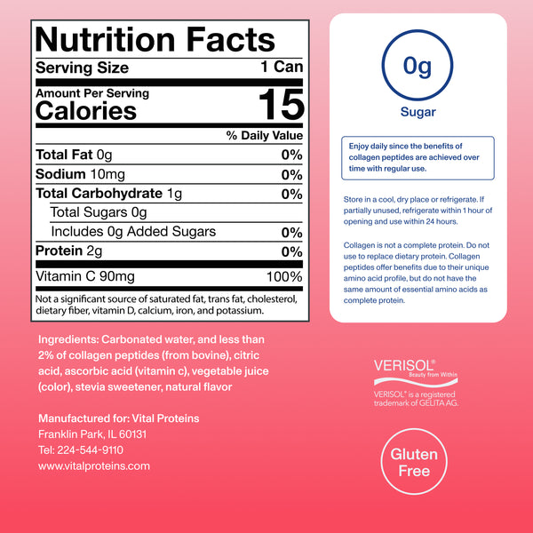 |SPKLGWTRS| Collagen Strawberry Blossom  Sparkling Water | Supplement Facts