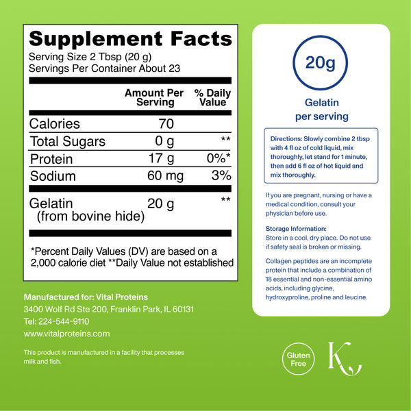 |BG16W| Beef Gelatin | Supplement Facts