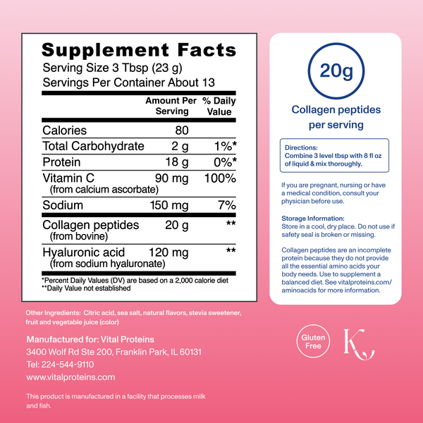 |CP10SLHAVC| Strawberry Lemon Collagen Peptides Advanced | Supplement Facts