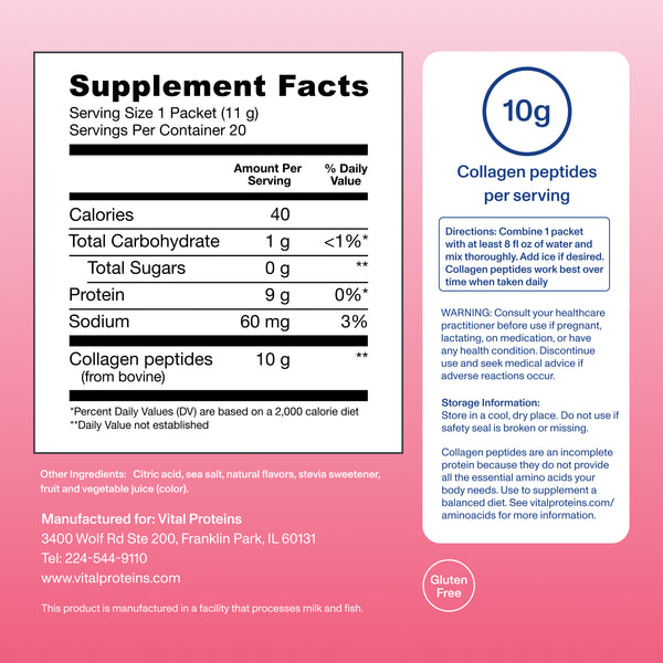 |CPSPSTL20| Strawberry Lemonade 20-ct Stick Pack Box | Supplement Facts