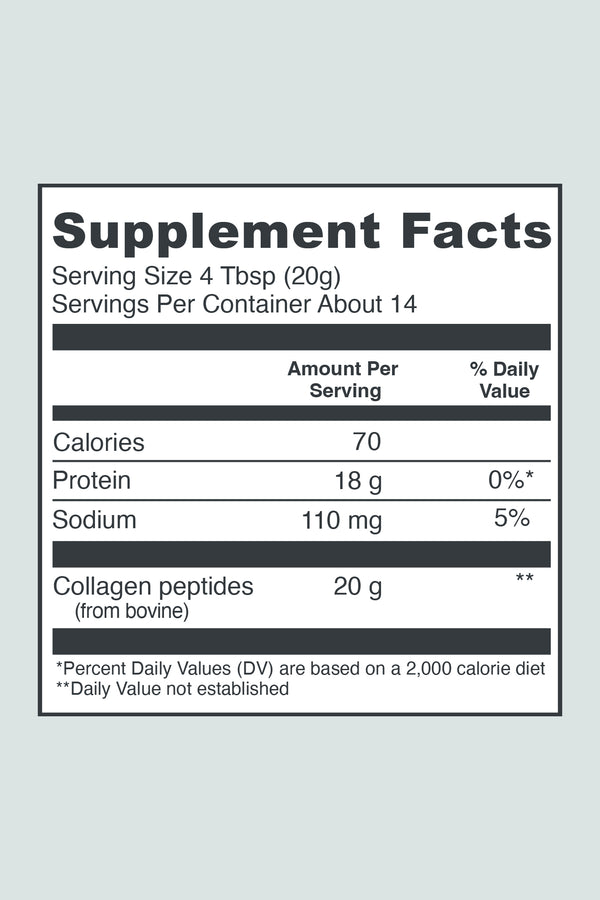 Collagen Peptides 10oz Nutrition Label |CP10UBO|