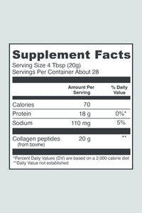 Collagen Peptides 20z - Nutrition Label |CP20UBO|